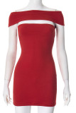 Sexy Solid Color Off Shoulder Wrapped Skirt Dresses
