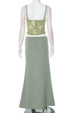 Sexy Solid Color Ruched Square Neck Sleeveless Two Pieces