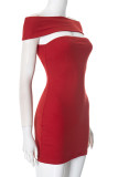 Sexy Solid Color Off Shoulder Wrapped Skirt Dresses