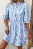 Elegant Stripe Stringy Selvedge Mandarin Collar A Line Dresses