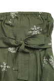 Vacation Snowflakes Print Lace Up Zipper Strapless Loose Jumpsuits