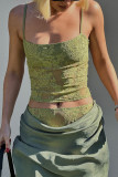 Sexy Solid Color Ruched Square Neck Sleeveless Two Pieces