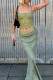 Sexy Solid Color Ruched Square Neck Sleeveless Two Pieces
