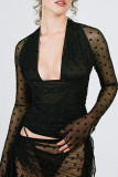 Sexy Solid Color Lace V Neck Tops