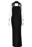 Sexy Solid Color ribbon Strapless Evening Dresses