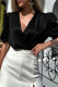 Casual Solid Color Ruched V Neck Tops