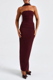 Sexy Solid Color ribbon Strapless Evening Dresses