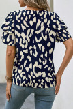 Vacation Geometric Print Flounce O Neck T-Shirts