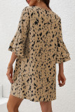 Vacation Geometric Print Flounce V Neck A Line Dresses