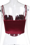 Sexy Solid Color Patchwork V Neck Tops