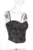 Sexy Solid Color Lace Patchwork Tops
