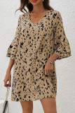 Vacation Geometric Print Flounce V Neck A Line Dresses
