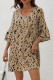 Vacation Geometric Print Flounce V Neck A Line Dresses