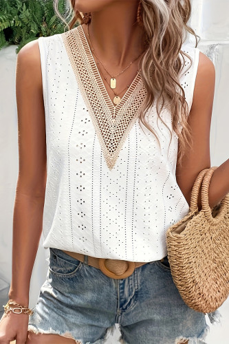 Casual Solid Color Patchwork V Neck Tops