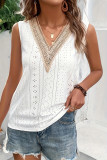 Casual Solid Color Patchwork V Neck Tops
