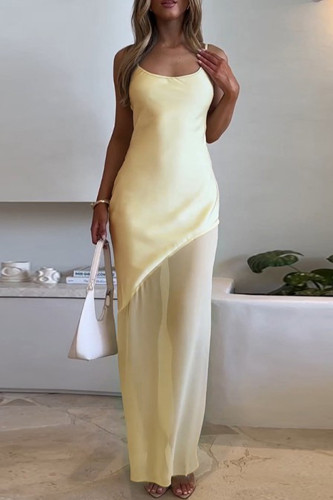 Sexy Solid Color Mesh U Neck Sling Dresses