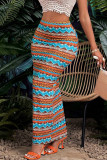 Vacation Geometric Print Contrast Regular High Waist Full Print Bottoms