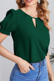 Casual Solid Color Hollow Out O Neck Tops