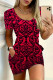 Casual Geometric Print Pocket Contrast O Neck Printed Short Sleeve Dress