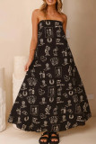 Sexy Floral Print Strapless Long Dresses