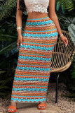 Vacation Geometric Print Contrast Regular High Waist Full Print Bottoms