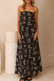 Sexy Floral Print Strapless Long Dresses