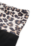 Casual Leopard Patchwork Loose High Waist Straight Bottoms