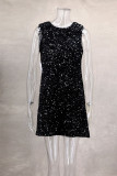 Celebrities Solid Color Sequins Bow Decor O Neck Sleeveless Dresses