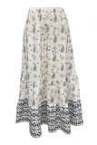 Boho Floral Print Contrast Loose High Waist Type A Full Print Bottoms
