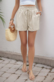 Casual Solid Color Draw String Pocket Loose High Waist Straight Solid Color Bottoms
