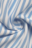 Casual Stripe Patchwork Flounce Contrast Square Neck A Line Dresses