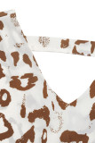 Casual Geometric Print Backless V Neck Tops