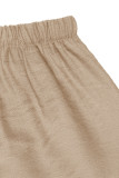 Elegant Solid Color Draw String Patchwork Loose High Waist Type A Solid Color Bottoms