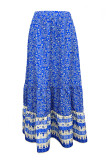 Boho Floral Print Contrast Loose High Waist Type A Full Print Bottoms