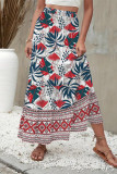 Boho Floral Print Contrast Loose High Waist Type A Full Print Bottoms