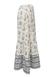 Boho Floral Print Contrast Loose High Waist Type A Full Print Bottoms