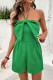 Casual Solid Color Bow Decor Halter Rompers