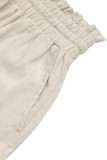 Casual Solid Color Draw String Pocket Loose High Waist Straight Solid Color Bottoms
