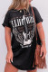 Casual Graffiti Print Letters O Neck Printed Short Sleeve Dress