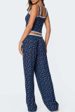 Casual Geometric Print Pocket U Neck Sleeveless Two Pieces