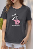 Daily Cartoon Print Letters O Neck T-Shirts