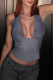 Sexy Solid Color Backless Mesh Halter Tops