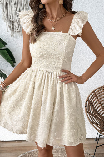 Sexy Solid Color Jacquard Patchwork Backless Square Neck A Line Dresses