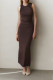 Elegant Solid Color Ruched O Neck Long Dresses