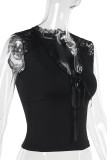 Sexy Solid Color Lace Lace Up V Neck Tops