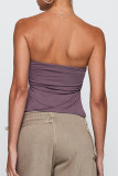 Sexy Solid Color Hollow Out Strapless Tops