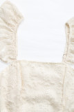 Sexy Solid Color Jacquard Patchwork Backless Square Neck A Line Dresses