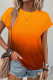 Casual Gradient Print Contrast O Neck T-Shirts