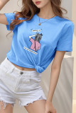 Daily Cartoon Print Letters O Neck T-Shirts