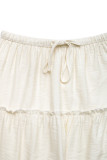 Elegant Solid Color Draw String Ruffle Loose High Waist Type A Solid Color Bottoms